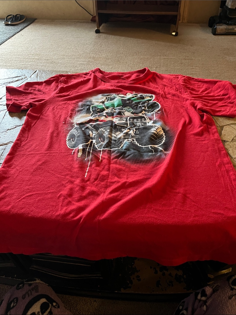 The Children's Place Red Short Sleeve Tee with Monster Truck Graphic